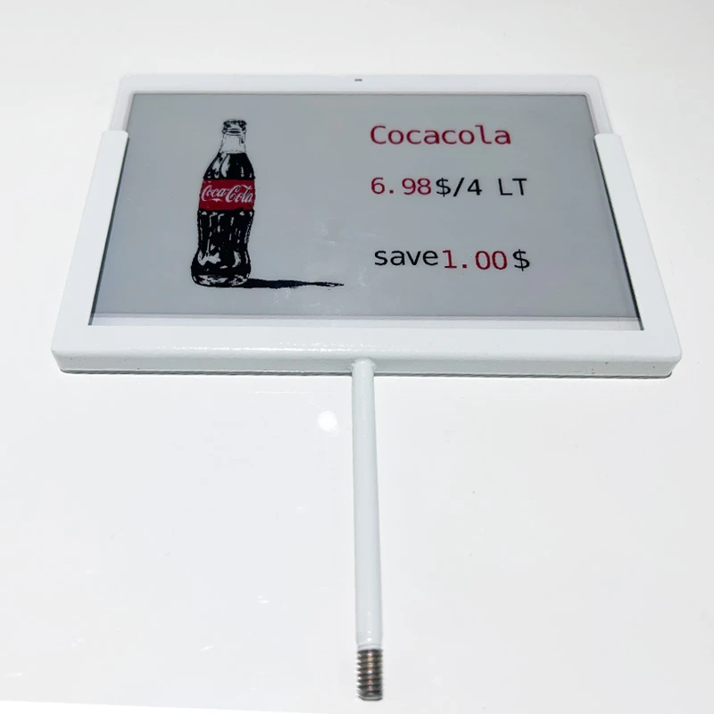 Label Harga Elektronik 7,3 Inci Pemasangan Sekrup Logam Gaya Coca-cola