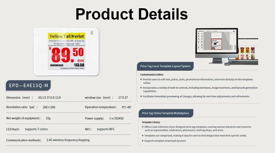 1.54 inch Four Color Electronic price Tag